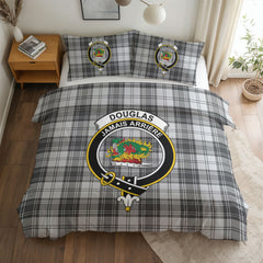 Douglas Grey Modern Tartan Crest Bedding Set