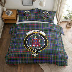 Ogilvie Hunting Modern Tartan Crest Bedding Set