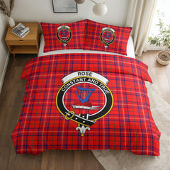 Rose Modern Tartan Crest Bedding Set