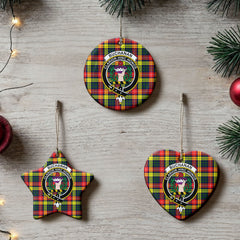 Buchanan Modern Tartan Crest Christmas Ceramic Ornament