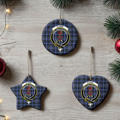 Clark Modern Tartan Crest Christmas Ceramic Ornament