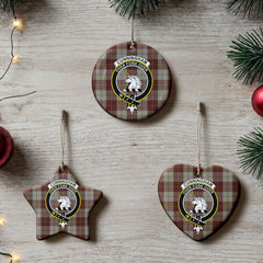 Cunningham Burgundy Dancers Tartan Crest Christmas Ceramic Ornament