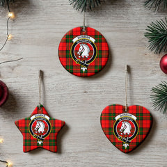 Dunbar Modern Tartan Crest Christmas Ceramic Ornament
