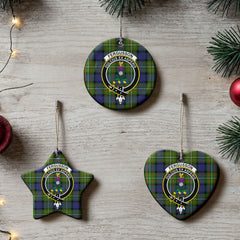 Fergusson Modern Tartan Crest Christmas Ceramic Ornament