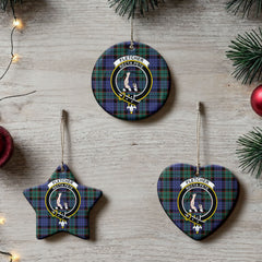 Fletcher Modern Tartan Crest Christmas Ceramic Ornament