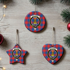 Galloway Red Tartan Crest Christmas Ceramic Ornament