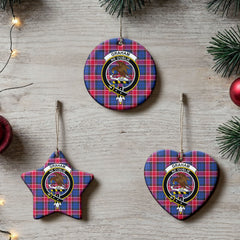 Graham of Menteith Red Tartan Crest Christmas Ceramic Ornament