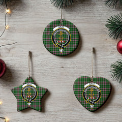Gray Hunting Tartan Crest Christmas Ceramic Ornament