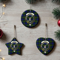 Gunn Modern Tartan Crest Christmas Ceramic Ornament