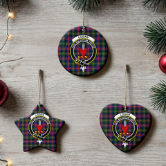 Logan Modern Tartan Crest Christmas Ceramic Ornament