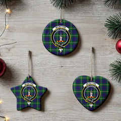 McIntyre Hunting Modern Tartan Crest Christmas Ceramic Ornament