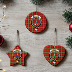 Morrison Red Modern Tartan Crest Christmas Ceramic Ornament
