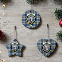 Napier Modern Tartan Crest Christmas Ceramic Ornament