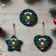Oliphant Modern Tartan Crest Christmas Ceramic Ornament