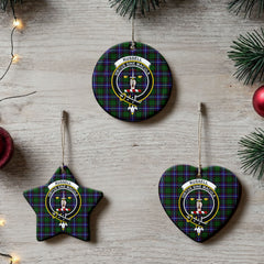 Russell Modern Tartan Crest Christmas Ceramic Ornament
