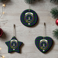 Shaw Modern Tartan Crest Christmas Ceramic Ornament