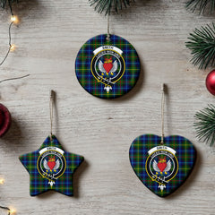 Smith Modern Tartan Crest Christmas Ceramic Ornament