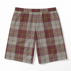 Cunningham Burgundy Dancers Tartan Crest Men's Beach Shorts