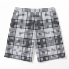 Douglas Grey Modern Tartan Crest Men's Beach Shorts