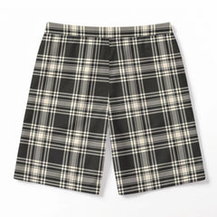 Menzies Black - White Ancient Tartan Crest Men's Beach Shorts
