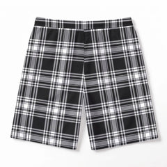 Menzies Black - White Modern Tartan Crest Men's Beach Shorts