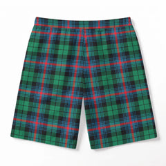 Urquhart Broad Red Ancient Tartan Crest Men's Beach Shorts