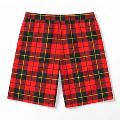 Wallace Hunting Red Tartan Crest Men's Beach Shorts