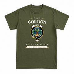 Gordon Ancient Tartan Crest Mischief and Mayhem T-shirt