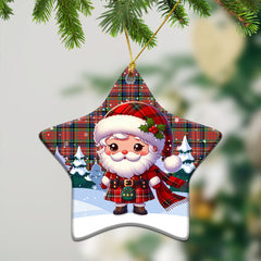 MacPherson Ancient Tartan Christmas Ceramic Ornament - Santa Claus In Kilt Style
