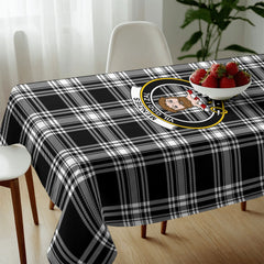 Menzies Black - White Modern Tartan Crest Tablecloth