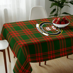 Menzies Green Modern Tartan Crest Tablecloth