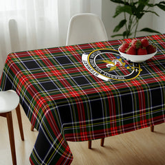Stewart Black Tartan Crest Tablecloth