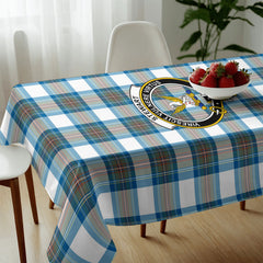 Stewart Muted Blue Tartan Crest Tablecloth