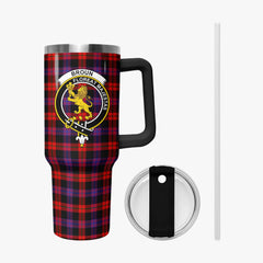 Broun Modern Tartan Crest 40 oz Insulated Tumbler with Handle