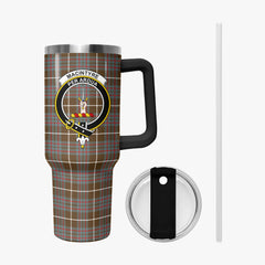 MacIntyre Hunting Weathered Tartan Crest 40 oz Insulated Tumbler with Handle