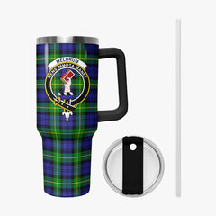 Meldrum Tartan Crest 40 oz Insulated Tumbler with Handle