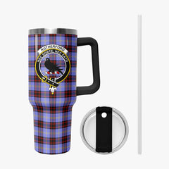 Rutherford Tartan Crest 40 oz Insulated Tumbler with Handle