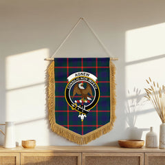 Agnew Modern Tartan Crest Wall Hanging Banner - Wood Pole