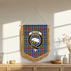 Bethune Modern Tartan Crest Wall Hanging Banner - Wood Pole