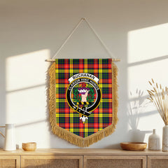 Buchanan Modern Tartan Crest Wall Hanging Banner - Wood Pole