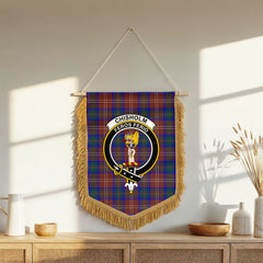 Chisholm Hunting Modern Tartan Crest Wall Hanging Banner - Wood Pole