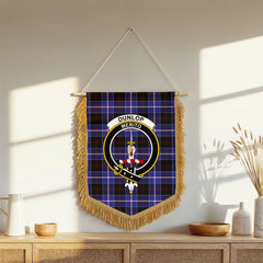 Dunlop Modern Tartan Crest Wall Hanging Banner - Wood Pole