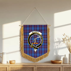 Elliott Modern Tartan Crest Wall Hanging Banner - Wood Pole