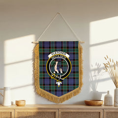 Fletcher Modern Tartan Crest Wall Hanging Banner - Wood Pole