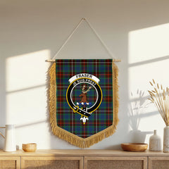 Fraser (of Lovat) Hunting Ancient Tartan Crest Wall Hanging Banner - Wood Pole