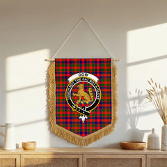 Gow (or McGouan) Tartan Crest Wall Hanging Banner - Wood Pole