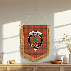 Grant Weathered Tartan Crest Wall Hanging Banner - Wood Pole