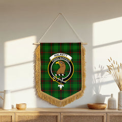 Halkett Tartan Crest Wall Hanging Banner - Wood Pole
