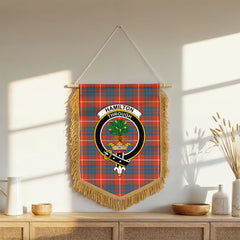 Hamilton Ancient Tartan Crest Wall Hanging Banner - Wood Pole