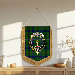 Henderson Modern Tartan Crest Wall Hanging Banner - Wood Pole